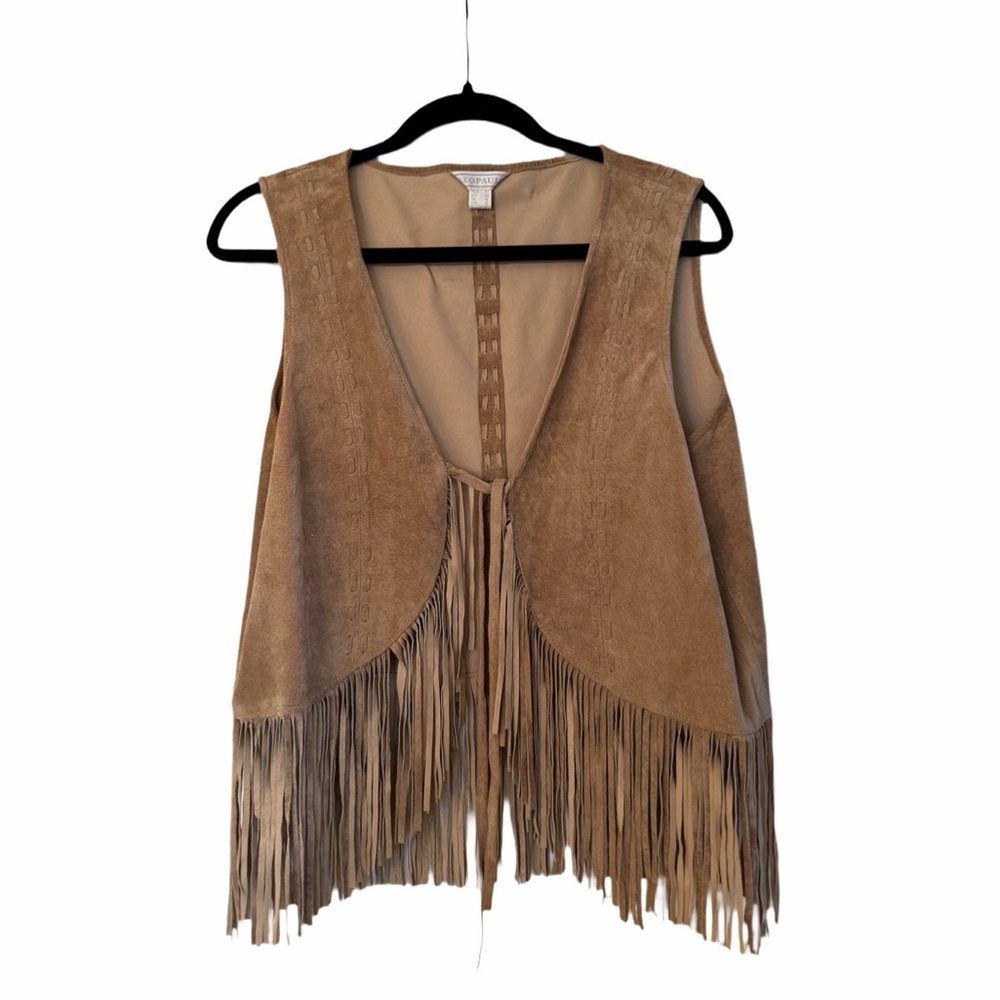 VTG Tan Suede Fringe Vest